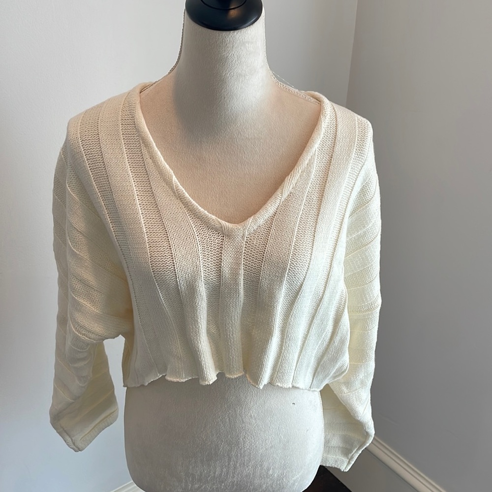 Cream Knit Crop Top Sweater